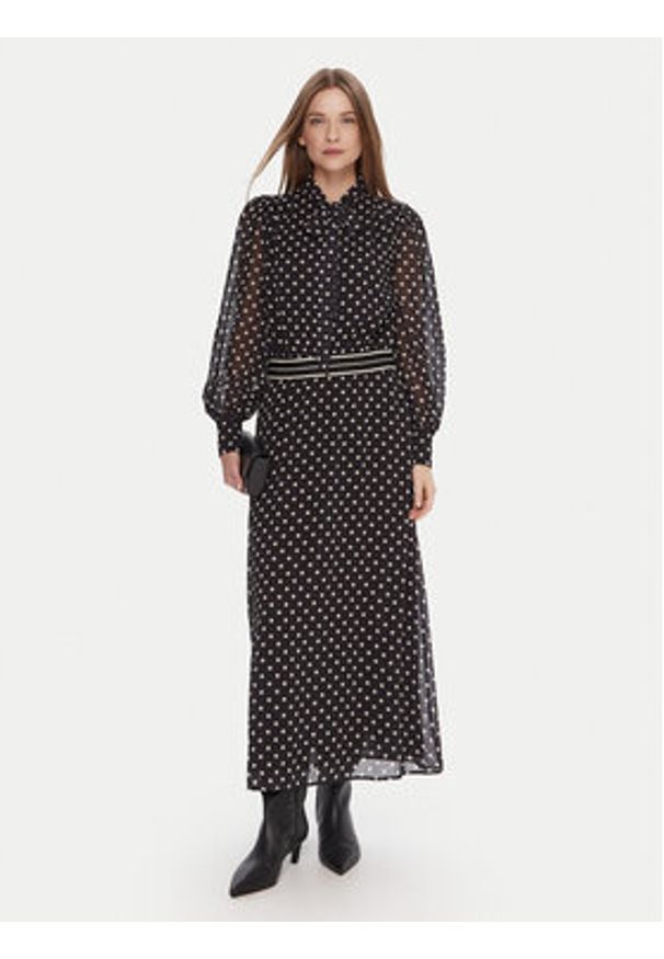 LOLA CASADEMUNT Sukienka codzienna MF2516006 Czarny Regular Fit. Okazja: na co dzień. Kolor: czarny. Materiał: syntetyk. Typ sukienki: proste. Styl: casual