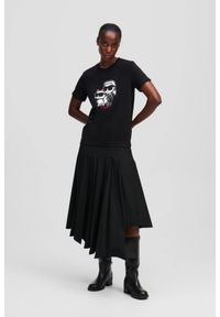Karl Lagerfeld - KARL LAGERFELD Czarny damski t-shirt Ikon Sketch Duo. Kolor: czarny. Materiał: materiał. Wzór: nadruk #4