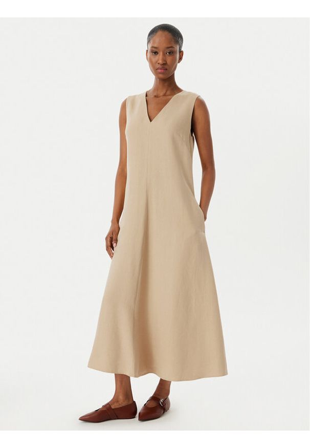 Weekend Max Mara Sukienka codzienna Egoista 2515221072 Beżowy Regular Fit. Okazja: na co dzień. Kolor: beżowy. Materiał: wiskoza, len. Typ sukienki: proste. Styl: casual