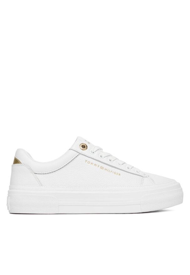 TOMMY HILFIGER - Tommy Hilfiger Sneakersy Th Foxing Platform Leather FW0FW09018 Biały. Kolor: biały. Materiał: skóra. Obcas: na platformie