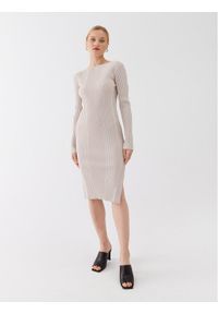 Calvin Klein Sukienka dzianinowa Iconic K20K205753 Szary Slim Fit. Kolor: szary. Materiał: wiskoza