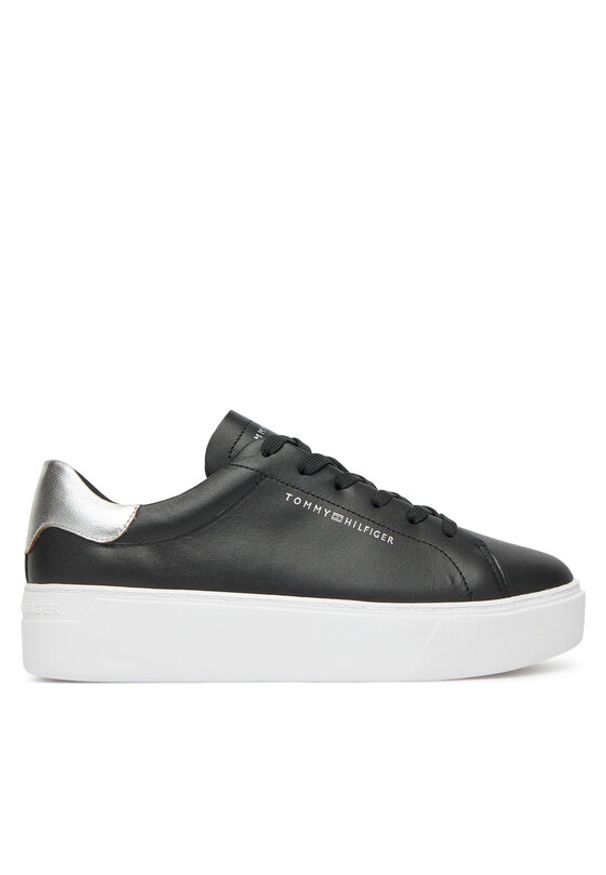 TOMMY HILFIGER - Tommy Hilfiger Sneakersy Essential Platform Court Sneaker FW0FW08756 Czarny. Kolor: czarny. Materiał: skóra. Obcas: na platformie