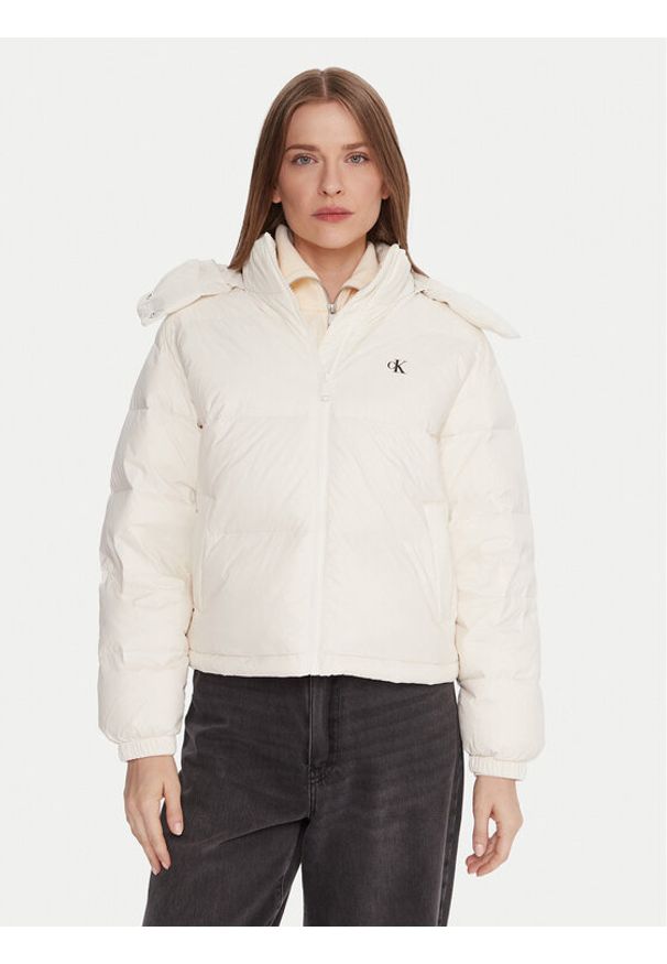 Calvin Klein Jeans Kurtka puchowa Essential LV047D501G Écru Relaxed Fit. Materiał: syntetyk
