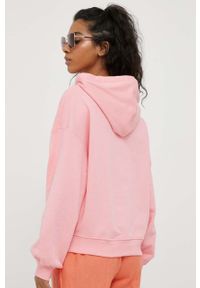 United Colors of Benetton bluza bawełniana damska kolor różowy z kapturem gładka. Typ kołnierza: kaptur. Kolor: różowy. Materiał: bawełna. Wzór: gładki #4