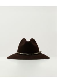 GOLDEN GOOSE - Wełniany kapelusz Fedora. Kolor: brązowy. Materiał: wełna. Wzór: aplikacja