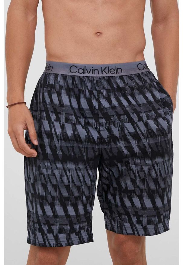 Calvin Klein Underwear szorty piżamowe męskie kolor czarny wzorzysta. Kolor: czarny. Materiał: tkanina, poliester