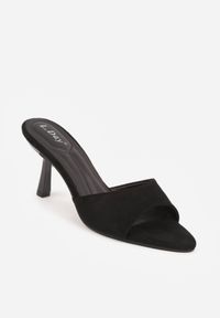 Born2be - Czarne Klapki na Lakierowanej Szpilce Felesh. Okazja: na co dzień. Kolor: czarny. Materiał: lakier. Styl: casual, elegancki, klasyczny #3