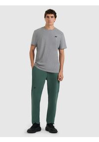 4f - 4F T-shirt regular gładki męski - szary 3XL. Okazja: na co dzień. Kolor: szary. Materiał: materiał, bawełna. Wzór: gładki. Styl: casual