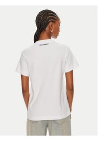 Karl Lagerfeld - KARL LAGERFELD T-Shirt 245W1713 Biały Regular Fit. Typ kołnierza: dekolt w karo. Kolor: biały. Materiał: bawełna #5