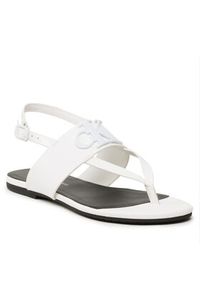 Calvin Klein Jeans Sandały Flat Sndal Toepost Hw YW0YW00953 Biały. Kolor: biały. Materiał: skóra