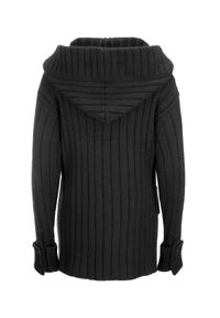 LA MANIA - Sweter z kapturem Moody. Typ kołnierza: kaptur. Kolor: czarny. Materiał: wełna. Wzór: aplikacja. Sezon: zima #2