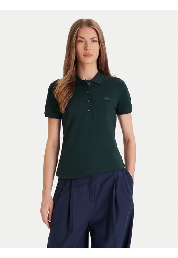 Lacoste Polo PF5462 Zielony Slim Fit. Typ kołnierza: polo. Kolor: zielony. Materiał: bawełna