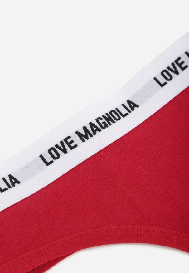 Born2be - Czerwone Majtki Typu Stringi z Bawełną i Napisami Veza. Kolor: czerwony. Materiał: bawełna. Wzór: napisy