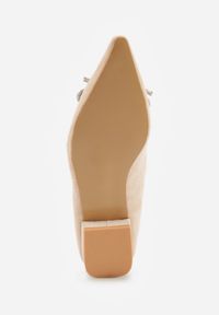 Born2be - Beżowe Balerinki na Płaskiej Podeszwie z Kokardą i Cyrkoniami Evalyra. Okazja: na co dzień. Kolor: beżowy. Wzór: aplikacja. Obcas: na płaskiej podeszwie. Styl: casual, wizytowy. Wysokość obcasa: niski #6