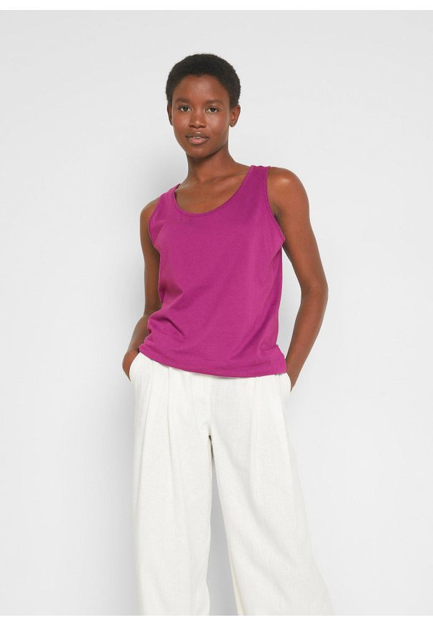 bonprix - Długi top z czystej bawełny (5 sztuk). Kolor: niebieski, różowy. Materiał: bawełna. Długość: długie. Wzór: gładki, jednolity, melanż