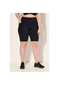 ULLA POPKEN - Damskie Kolarki szybkoschnące ażurowy wzór kieszeń. Kolekcja: plus size. Kolor: czarny. Materiał: elastan, poliester, materiał. Wzór: ażurowy