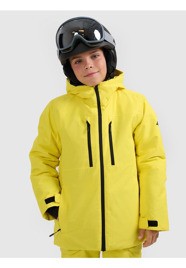 4f - 4F Kurtka narciarska membrana 10000 chłopięca - żółta 164 (13-14 lat). Kolor: żółty. Materiał: poliester, materiał. Sezon: lato