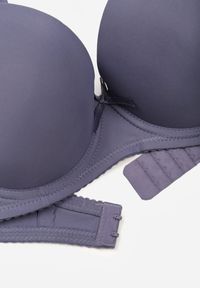 Born2be - Granatowy Klasyczny Biustonosz o Gładkim Wykończeniu Lamisa. Kolor: niebieski. Wzór: gładki #3