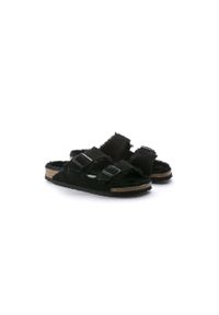 Klapki damskie Birkenstock Arizona Fur. Kolor: zielony. Materiał: materiał, syntetyk