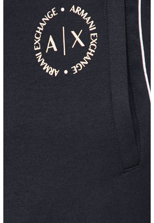 Armani Exchange - Spodnie. Kolor: niebieski. Materiał: dzianina