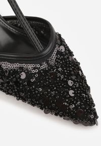 Born2be - Czarne Siateczkowe Sandały na Szpilce z Noskiem Zdobionym Koralikami Riovela. Okazja: na co dzień, na ślub cywilny, do pracy, na wesele. Zapięcie: pasek. Kolor: czarny. Wzór: aplikacja. Obcas: na szpilce. Styl: casual, elegancki #5