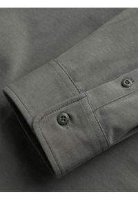 Ombre Clothing - Bawełniana męska koszula REGULAR z dzianiny single jersey - jasny khaki V4. Kolor: brązowy. Materiał: bawełna, jersey, dzianina. Wzór: haft, kolorowy #7