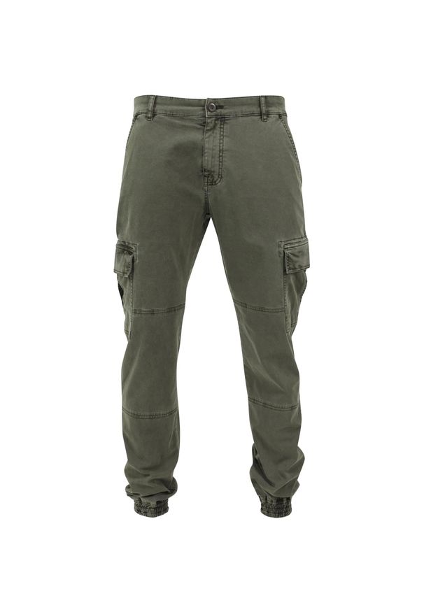 Urban Classics - Spodnie Męskie Twill Washed Cargo. Kolor: zielony