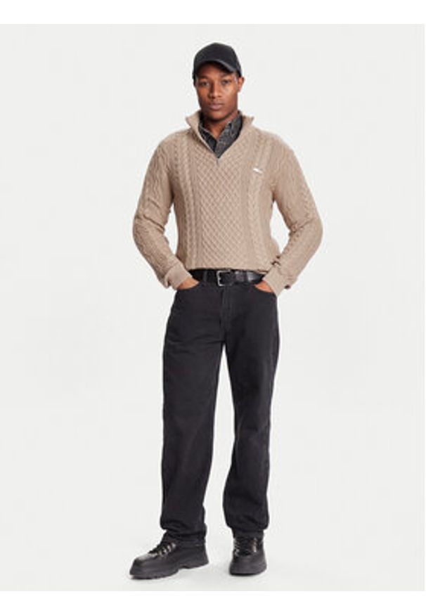 Tommy Jeans Sweter DM0DM22103 Brązowy Regular Fit. Kolor: brązowy. Materiał: bawełna