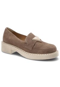 Beżowe Mokasyny Lamanti Damskie Modne Buty. Okazja: na co dzień. Kolor: beżowy. Materiał: zamsz. Styl: casual, elegancki