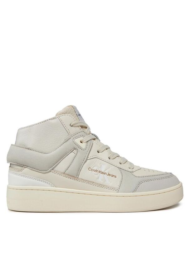 Calvin Klein Jeans Sneakersy Basket Cupsole High Mix Ml Fad YW0YW01300 Beżowy. Kolor: beżowy. Materiał: skóra