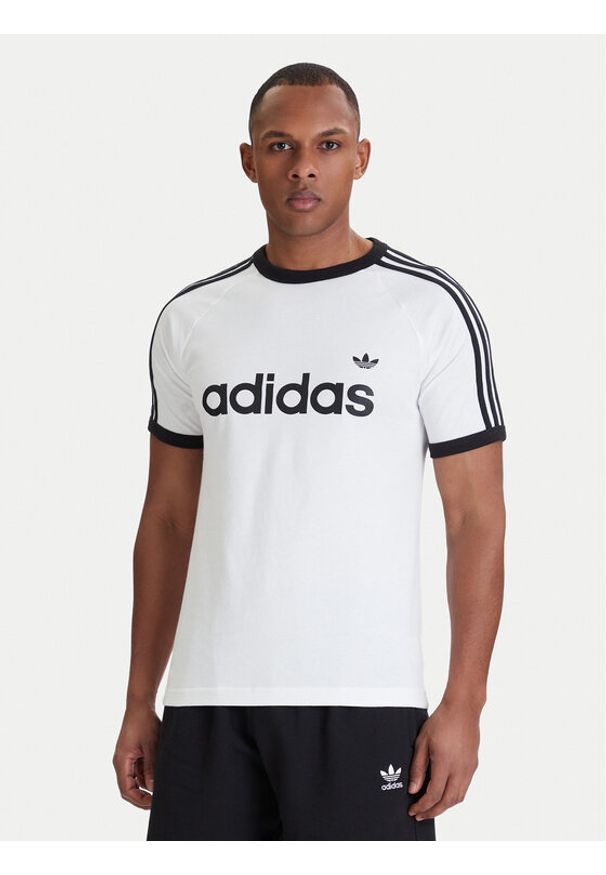 Adidas - adidas T-Shirt 3-Stripes Ringer KF0418 Biały Slim Fit. Kolor: biały. Materiał: bawełna