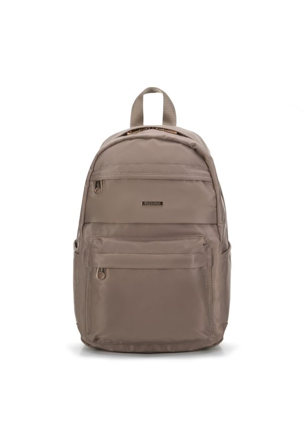 Wittchen - Damski plecak z nylonu duży. Kolor: beżowy. Materiał: nylon. Styl: casual, elegancki, sportowy