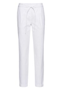 Spodnie lniane bonprix biały. Kolor: biały. Materiał: len #1