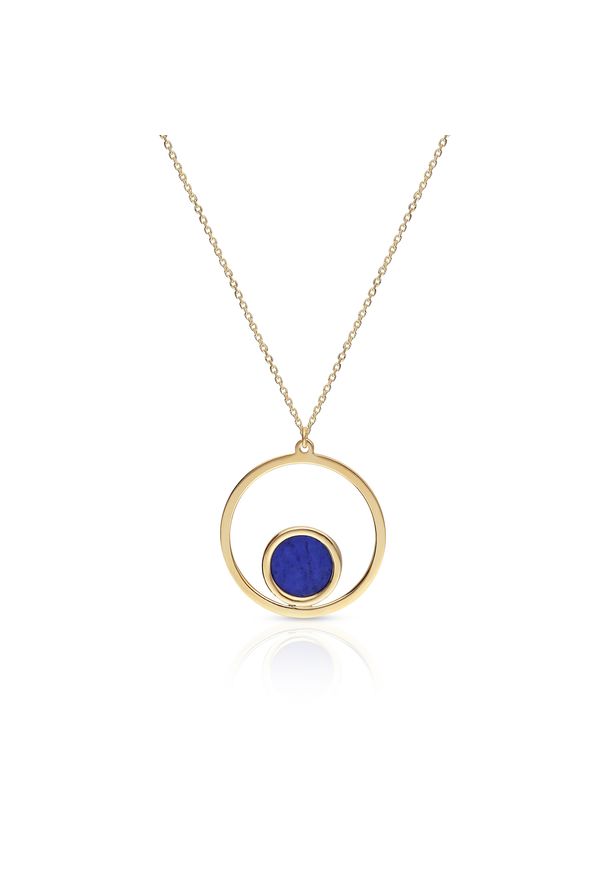 W.KRUK - Naszyjnik złoty z lapis lazuli. Materiał: złote. Kolor: złoty. Wzór: ażurowy, geometria. Kamień szlachetny: lapis lazuli