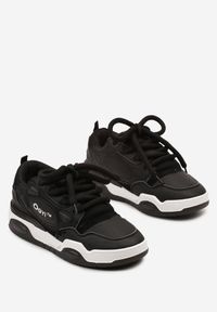 Born2be - Czarne Buty Sportowe Sneakersy z Szerokimi Sznurówkami i Ozdobnymi Wstawkami Zoisite. Zapięcie: sznurówki. Kolor: czarny #2