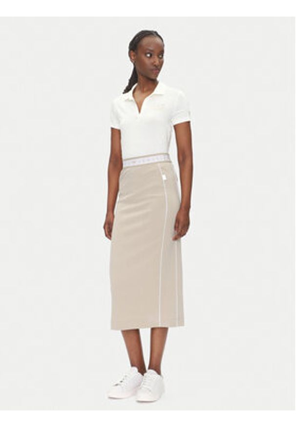 EA7 Emporio Armani Spódnica midi 7W000279 AF12501 U6155 Beżowy Regular Fit. Kolor: beżowy. Materiał: syntetyk