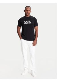 Karl Lagerfeld - KARL LAGERFELD T-Shirt 755087 553235 Czarny Regular Fit. Typ kołnierza: dekolt w karo. Kolor: czarny. Materiał: bawełna #4