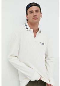Abercrombie & Fitch longsleeve męski kolor beżowy gładki. Kolor: beżowy. Długość rękawa: długi rękaw. Długość: krótkie. Wzór: gładki #1