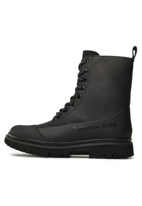 Calvin Klein Jeans Botki Chunky Combat Laceup Boot Rub YW0YW01066 Czarny. Kolor: czarny. Materiał: nubuk, skóra
