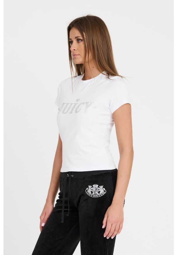 Juicy Couture - JUICY COUTURE Biały t-shirt Ryder Rodeo Fitted. Kolor: biały