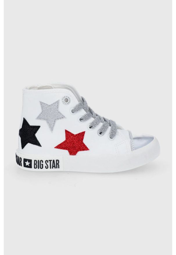 Big-Star - Big Star Trampki dziecięce kolor biały. Nosek buta: okrągły. Zapięcie: sznurówki. Kolor: biały. Materiał: guma. Szerokość cholewki: normalna