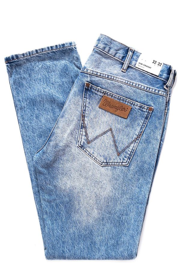 Wrangler - WRANGLER SPODNIE MĘSKIE SPENCER GLASTON BLUE W16AGW13SS OUTLET 112127214. Stan: obniżony. Wzór: aplikacja