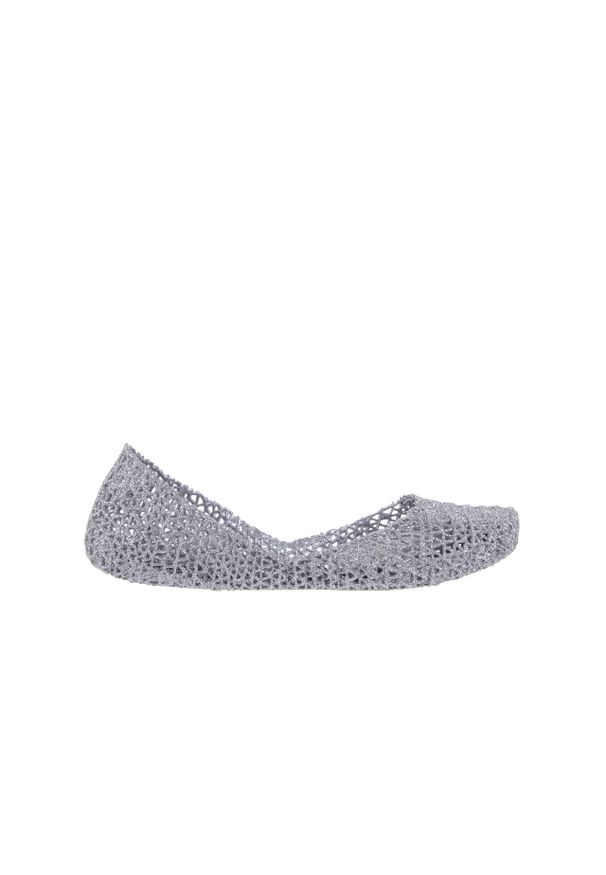 melissa - Baleriny Melissa Campana Papel VII AD Silver Glitter 19, Srebrny, Guma. Kolor: srebrny. Materiał: tworzywo sztuczne. Wzór: aplikacja, ażurowy. Sezon: lato