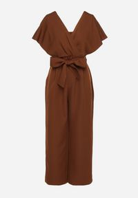 Born2be - Brązowy Elegancki Kombinezon z Marszczeniem i Wcięciem w Talii Melonessa. Okazja: na co dzień. Kolor: brązowy. Sezon: wiosna, jesień. Styl: elegancki #4
