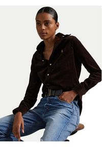 Polo Ralph Lauren Koszula 211971526002 Brązowy Slim Fit. Typ kołnierza: polo. Kolor: brązowy. Materiał: sztruks, bawełna #5