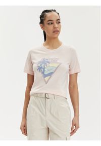 Guess T-Shirt Ss Rn Beach Triangle W4GI32 JA914 Różowy Regular Fit. Kolor: różowy. Materiał: bawełna