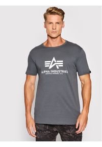 Alpha Industries T-Shirt Basic Reflective Print 100501RP Szary Regular Fit. Kolor: szary. Materiał: bawełna. Wzór: nadruk #1