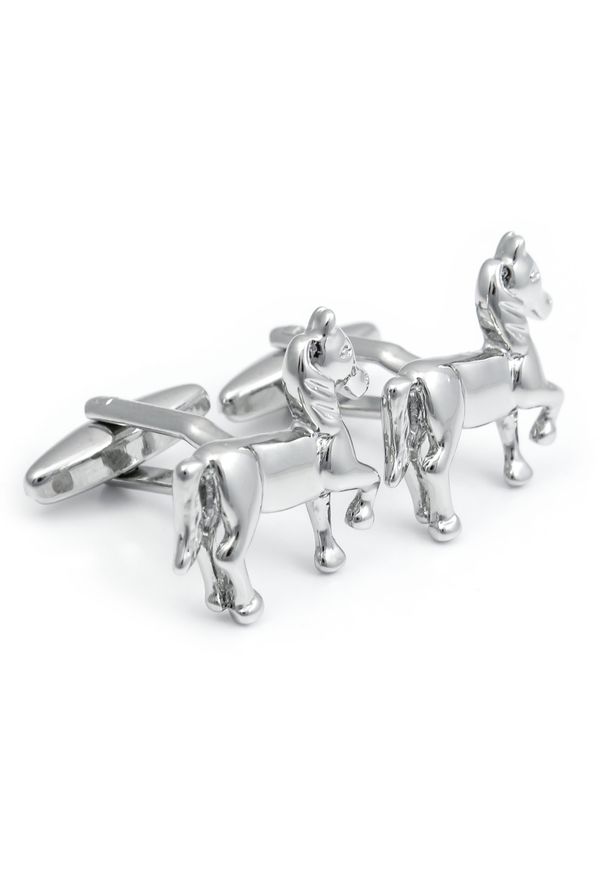 Modini - Srebrne spinki do mankietów - konie U195. Kolor: srebrny