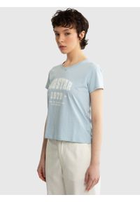 Big-Star - Koszulka damska bawełniana z dużym nadrukiem na piersi błękitna Rismela 401. Okazja: na spacer. Kolor: niebieski. Materiał: bawełna. Wzór: nadruk. Sezon: lato. Styl: klasyczny, wakacyjny #3