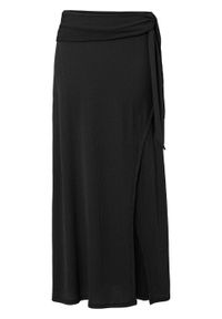 Spódnica z dżerseju z efektem założenia kopertowego bonprix czarny. Kolor: czarny. Materiał: jersey #1